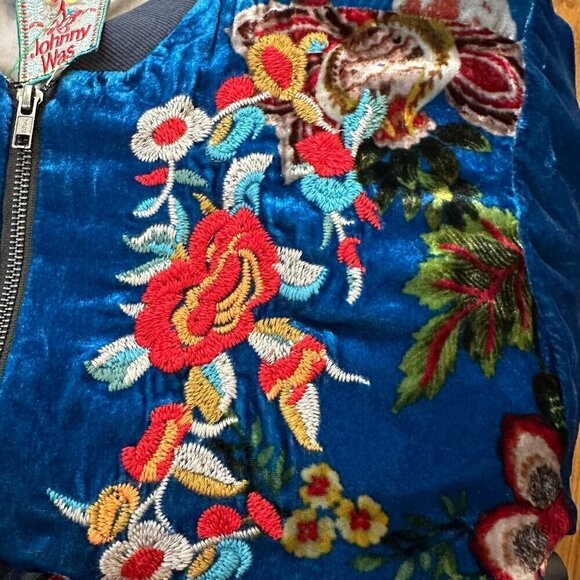 Johnny Was Vivian Velvet Bomber Jacket 100% silk velvet Size 1X Plus size - Picture 6 of 8